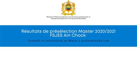 résultats de présélection master 2020 2021 fsjes ain chock