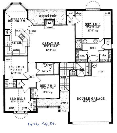 Home/house design, house plans/modern house plans under 1500 square feet. Ranch Style House Plan - 4 Beds 2 Baths 1646 Sq/Ft Plan ...