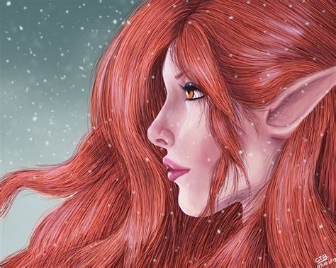Images Elf Redhead Girl Face Hair Girls Fantasy Painting Art