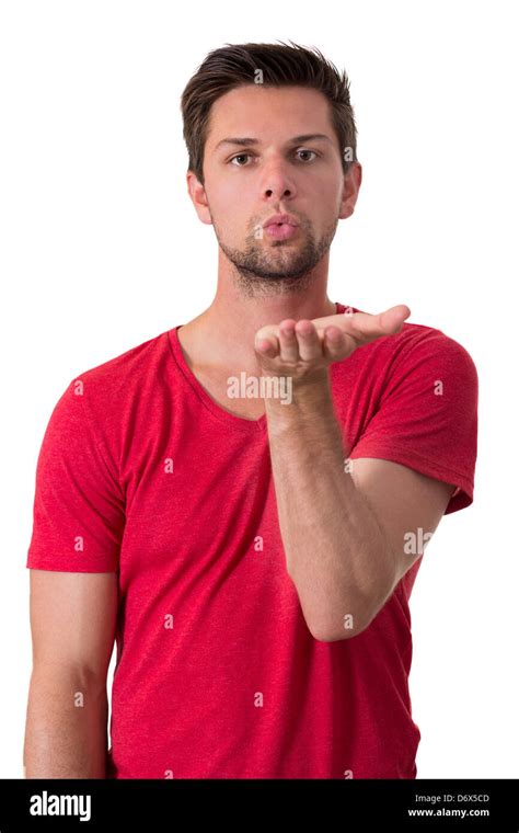 Brunette Man Blowing A Kiss Stock Photo Alamy
