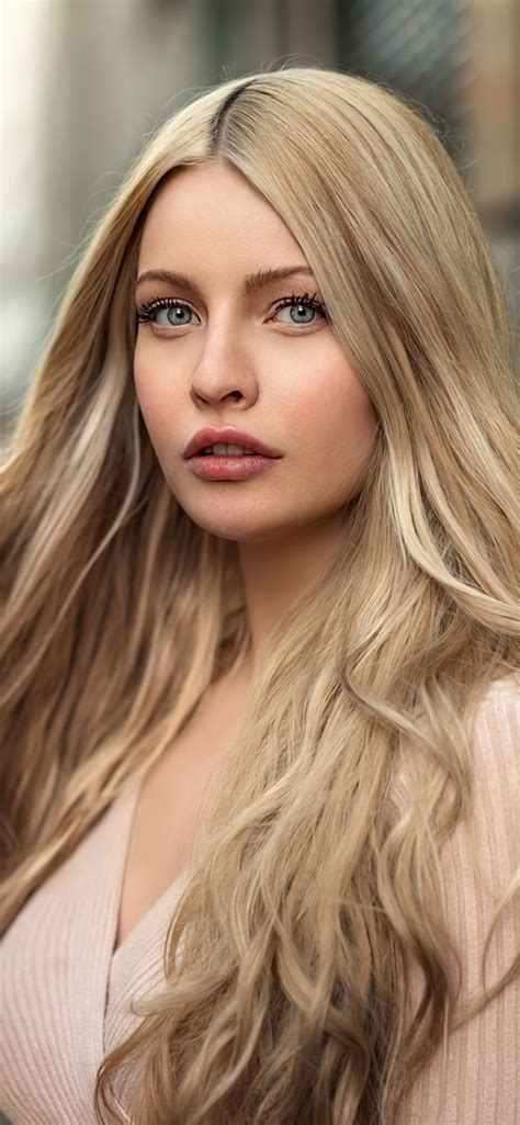 1125x2436 Woman Model Blue Eyes Long Hair Wallpaper In 2020 Blonde