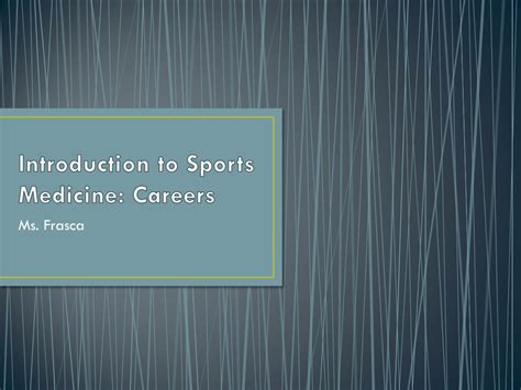 Ppt Introduction To Sports Medicine Careers Powerpoint Presentation