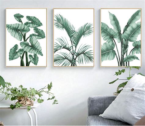 3 Sets Of Leaf Printable Tropical Wall Art Botanical Art Etsy