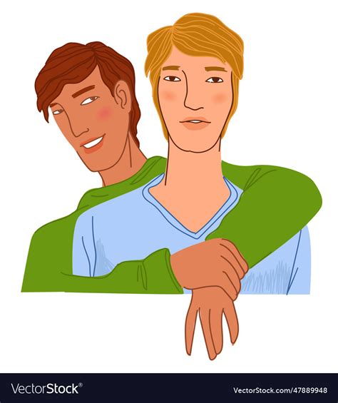 Homosexual Couple Hugging Pair In Love Dating Vector Image