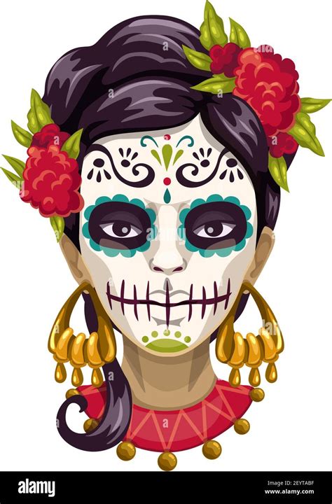 Woman In Catrina Calavera Skull Painting Mexican Day Of Dead Symbol