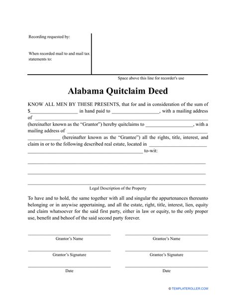 Alabama Quitclaim Deed Form Fill Out Sign Online And Download Pdf