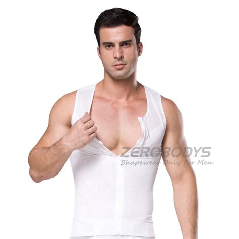 Men Tight Slimming Body Shapewear Vest Shirt With Zipper Abs Abdomen Slim Tummy Belly Slim