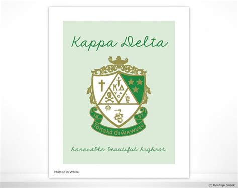 Kd Kappa Delta Crest Honorable Beautiful Highest Sorority Poster Wall