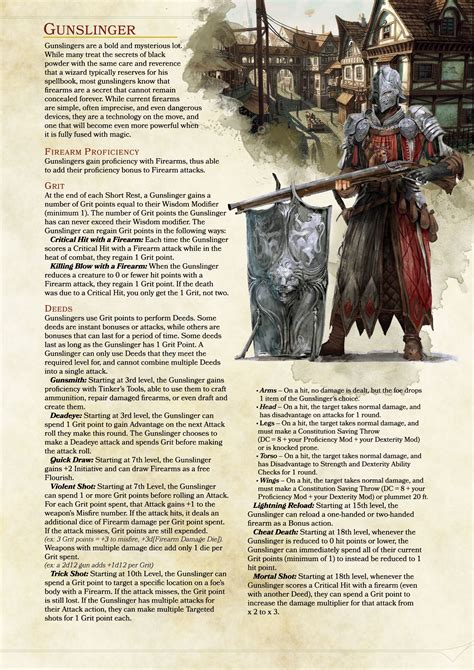 Critical Role Gunslinger Homebrew Imgur Dungeons And Dragons Classes