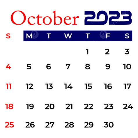 October Calender 2023 Kalender October 2023 Png And Vector With