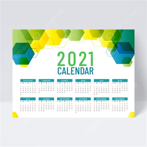 Green Gradient Geometric Border Business Style 2021 Calendar Design