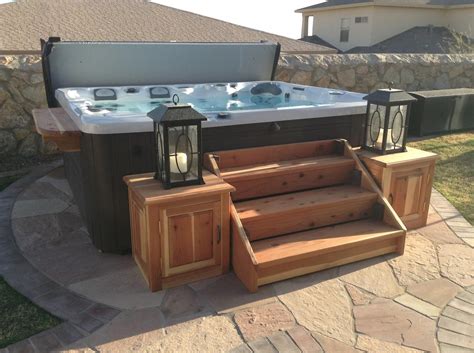 Cedar Wood Hot Tub Stairs And Side Cabinets By Andy