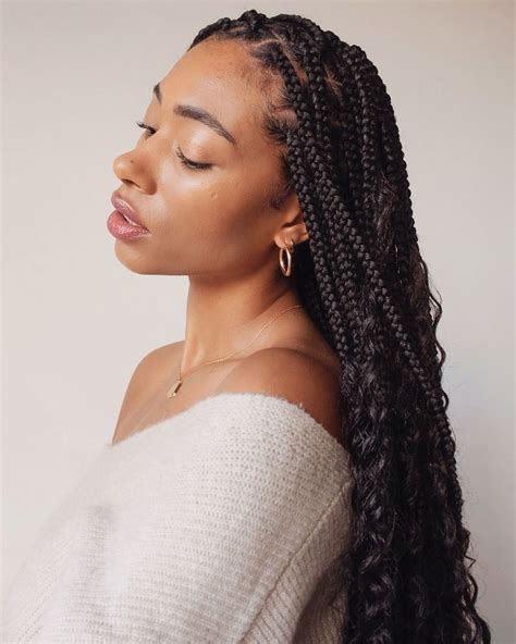 Medium Knotless Braids With Curly Ends Goimages Fun