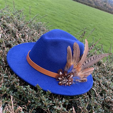 Royal Blue Felt Fedora Hat Ladies Classy Hats Country Hats Fedora Hat