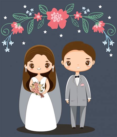 Premium Vector Cute Wedding Couple Cartoon Character