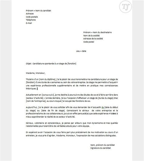 Voici un modèle de lettre de motivation. Candidature spontanée pour un stage : modèle et conseils ...