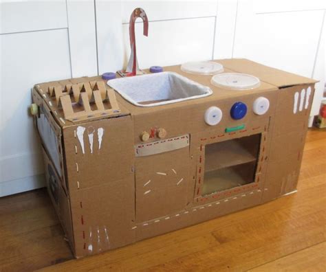 Repurposedrecycled Folding Cardboard Play Kitchen Cardboard Kitchen