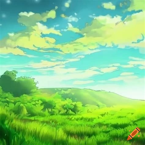 Illustration Of Anime Style Grasslands On Craiyon