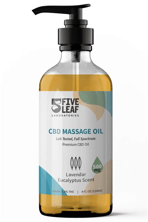 500mg Cbd Massage Oil Lavender Eucalyptus Scent Five Leaf Labs