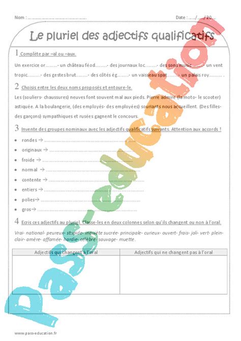 Ludique, simple à utiliser, accès parent pour suivre votre enfant. Exercice Accord de l'adjectif qualificatif : CE2 - Cycle 2