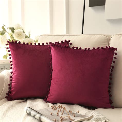 Phantoscope Pom Pom Velvet Series Decorative Throw Pillow 18 X 18