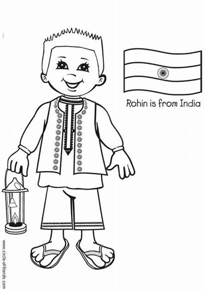 India Coloring Rohin Printable Flag Colorear Bandera