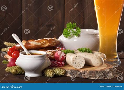 Bavarian Veal Sausage Breakfast Stock Photo Image Of Germany Fair