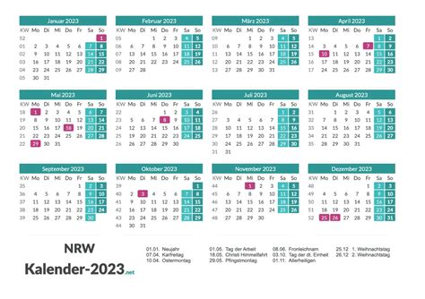 Kalender 2023 Nordrhein Westfalen