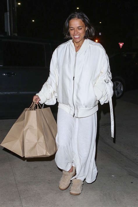 Michelle Rodriguez In White Coat And Dress 01 Gotceleb