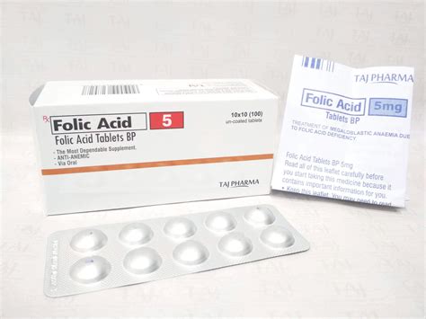 Folic Acid Tablets 5mg Bp Taj Pharma Taj Generics Pharmaceuticals