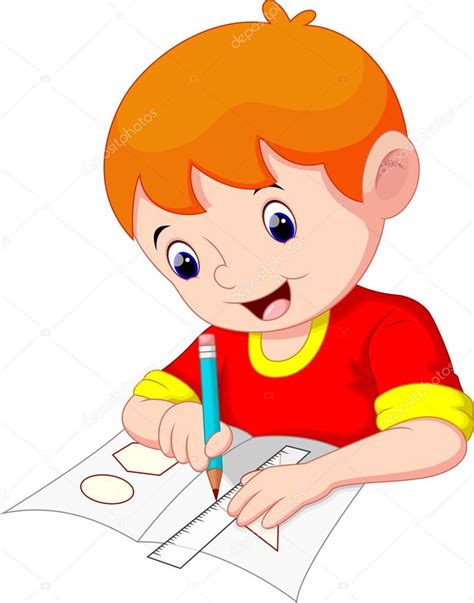 Niño Dibujando En Un Pedazo De Papel Vector Gráfico Vectorial