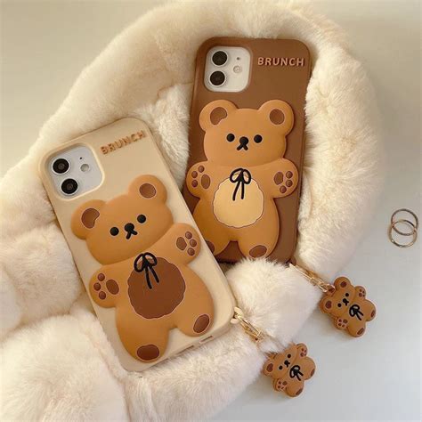 Kawaii Teddy Bear Phone Case Comfy Teddy Bear Animal Iphone Etsy