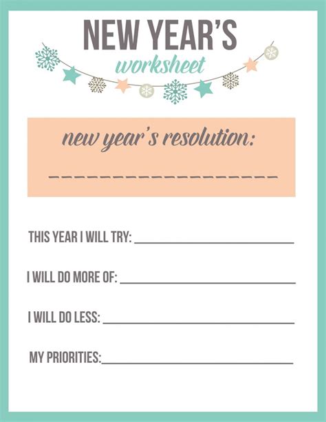 New Years Resolution Worksheet Printable The Best Ideas For Kids