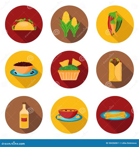 Set Of Mexican Food Icons Stock Vector Image 50436061