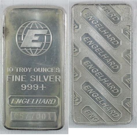Engelhard 10 Troy Oz 999 Fine Silver Bar Tax Exempt