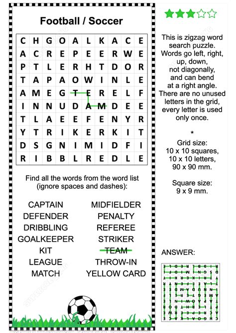 Printable Soccer Crossword Puzzle