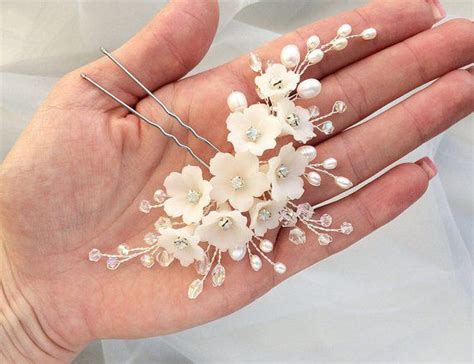Floral Hair Pin Pearl Crystal Bridal Hair Pieces Wedding Hair