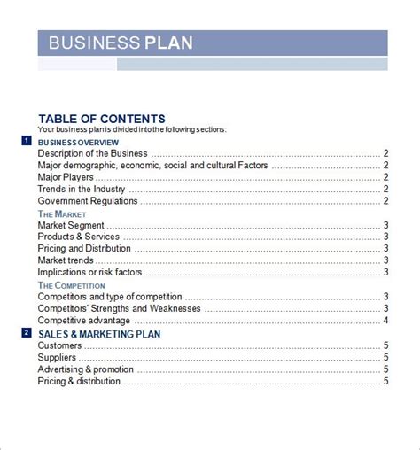 Free Business Plan Templates Excel PDF Formats