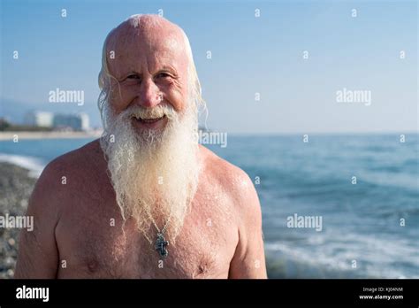 Handsome Old Man Swimming In The Sea Stock Photo Alamy