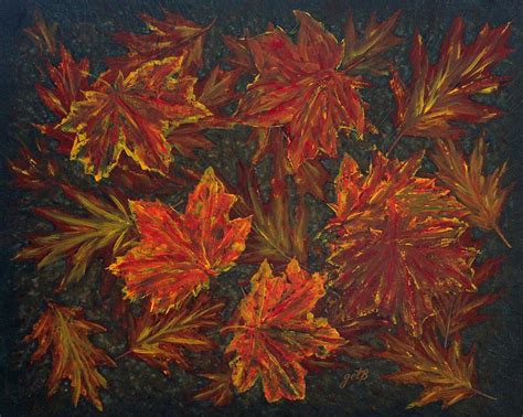 Autumn Leaves Original Acrylic Painting Painting By Georgeta Blanaru