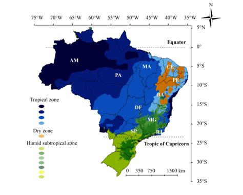 The location of Brazil with its Köppen climate types Download Scientific Diagram