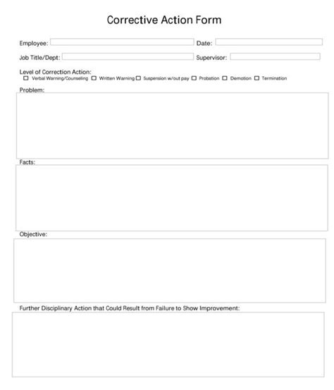 Free Employee Corrective Action Forms In Pdf Ms Word