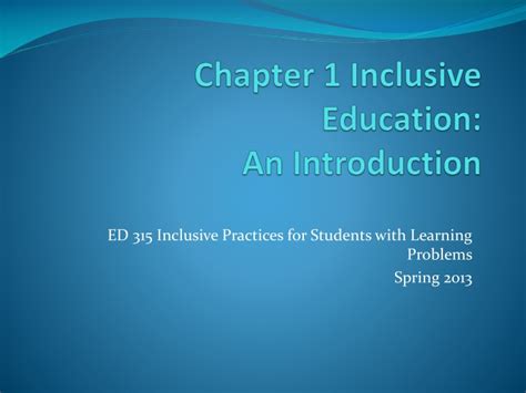 Ppt Chapter 1 Inclusive Education An Introduction Powerpoint
