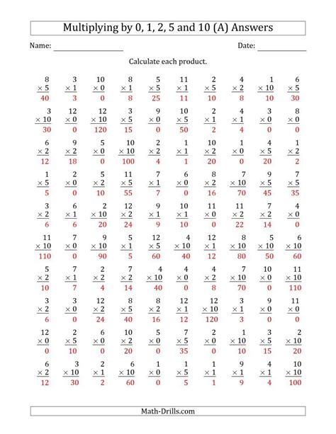 Multiplication Facts Printables
