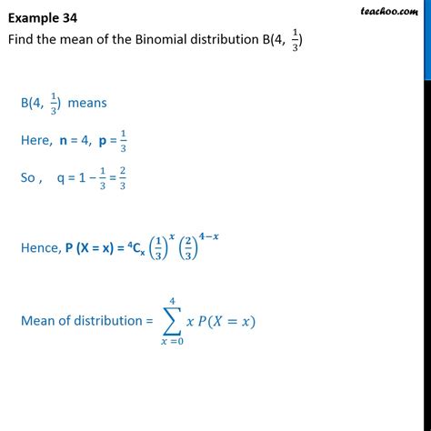 N binomial distribution n hypergeometric distribution. Example 34 - Find mean of Binomial distribution B(4, 1/3)