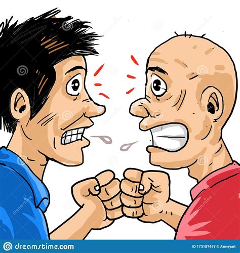 Two Men Cannot Control Their Anger Stock Vector Illustration Of