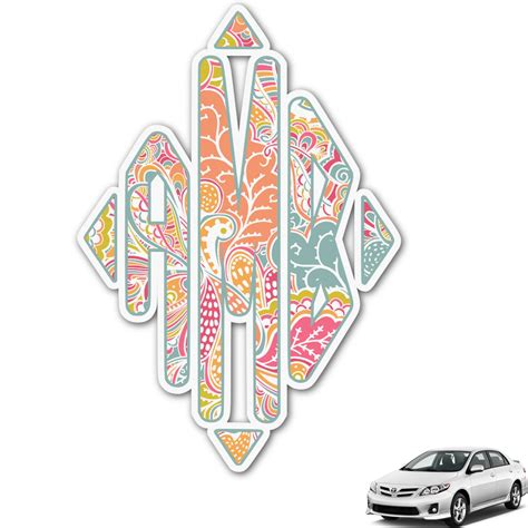 Custom Abstract Foliage Monogram Car Decal Personalized Youcustomizeit