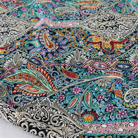 ethnic bohemian paisley print cotton fabric sewing rayon poplin dress fabric printed cotton
