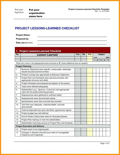 Editable Project Management Checklist Template Free Smorad Management