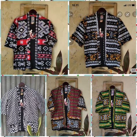 Jual Baju Batik Outer Kimono Batik Muhsi Baju Pria Songket Jepang Lengan Panjang Batik
